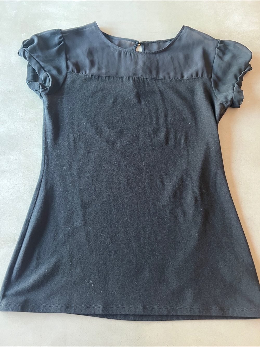 Express Black Short Puff Sleeve Blouse